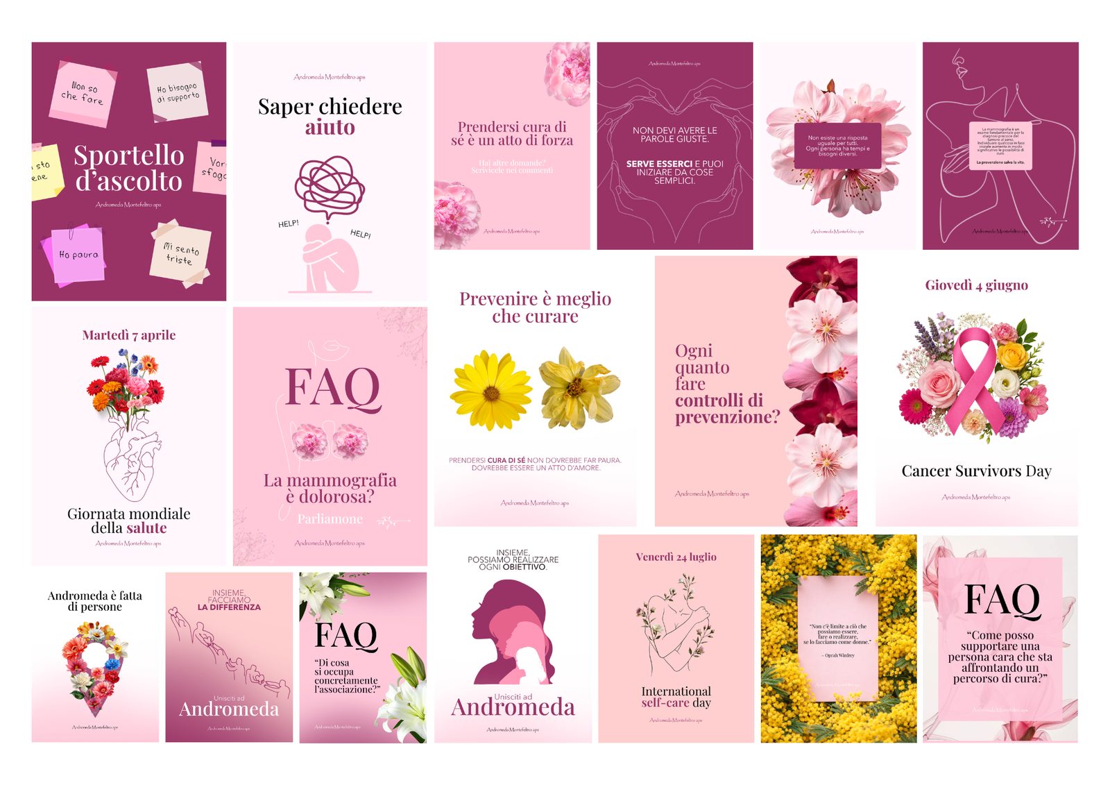 Andromeda APS — le grafiche realizzate per le campagne di sensibilizzazione